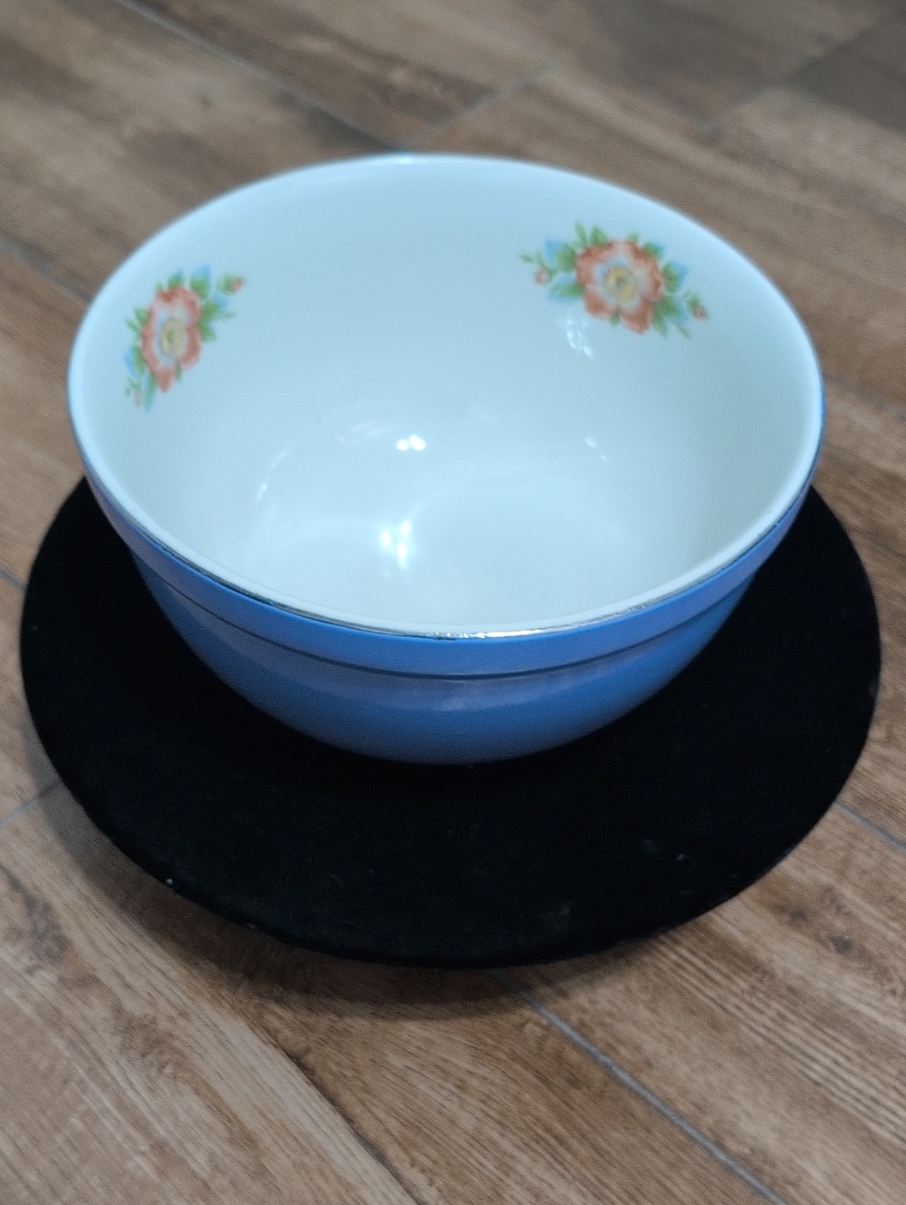 Hall's Kitchenware Blue Ceramic Piece with Gold Stamp